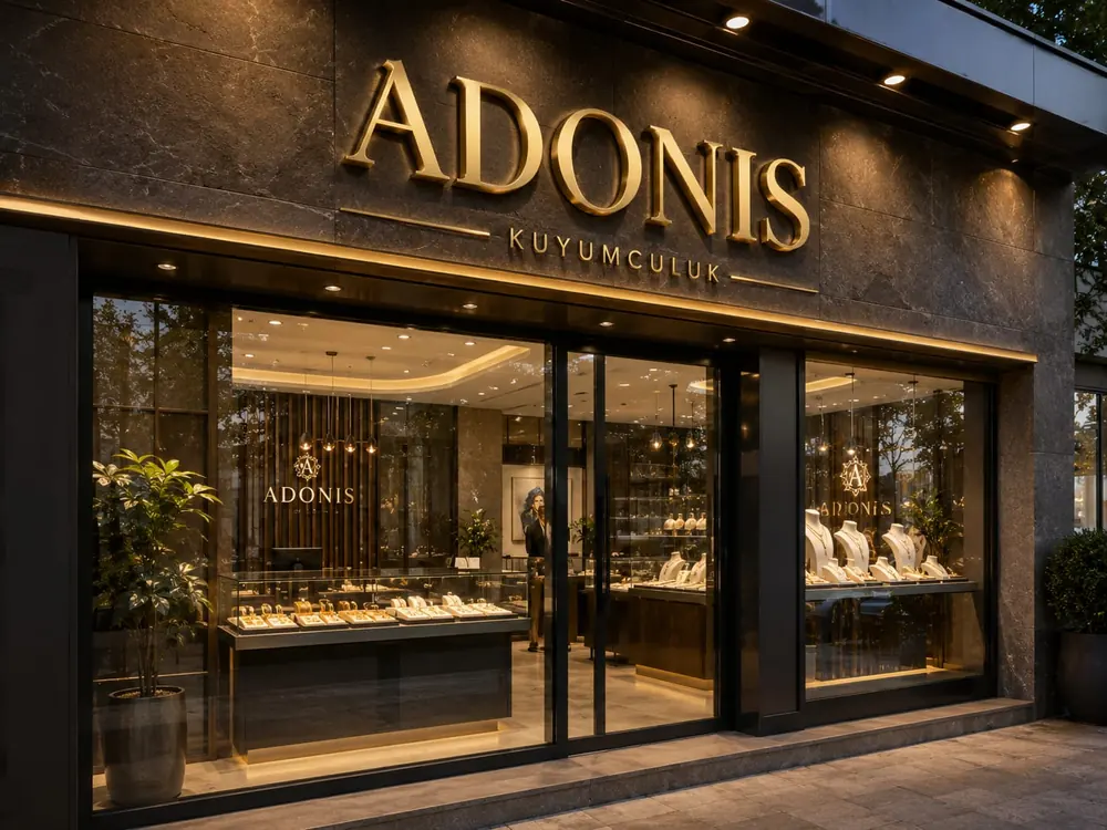 Adonis Kuyumculuk ışıklı harf tabela - Fabrika Reklam