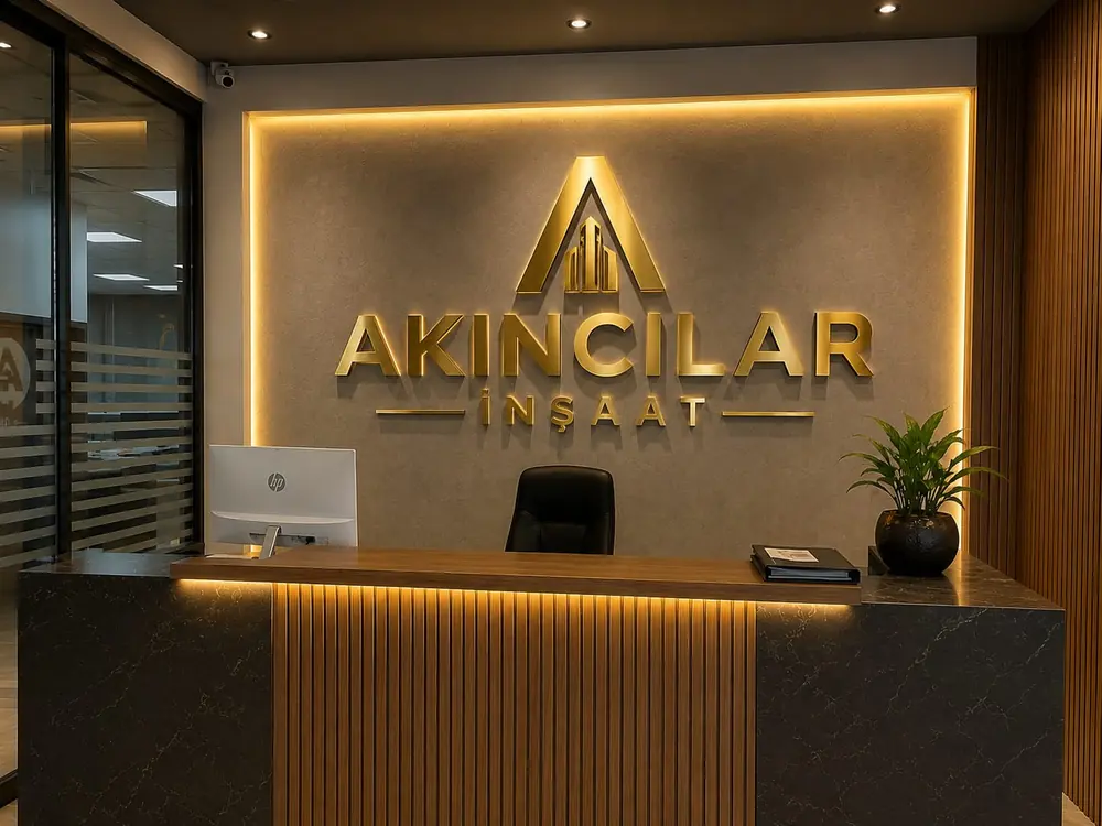 Akıncılar İnşaat resepsiyon logo montajı - Fabrika Reklam