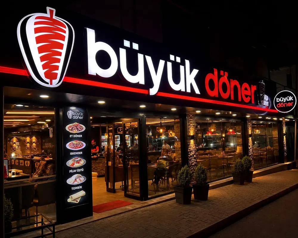 Büyük Döner neon ışıklı tabela - Fabrika Reklam