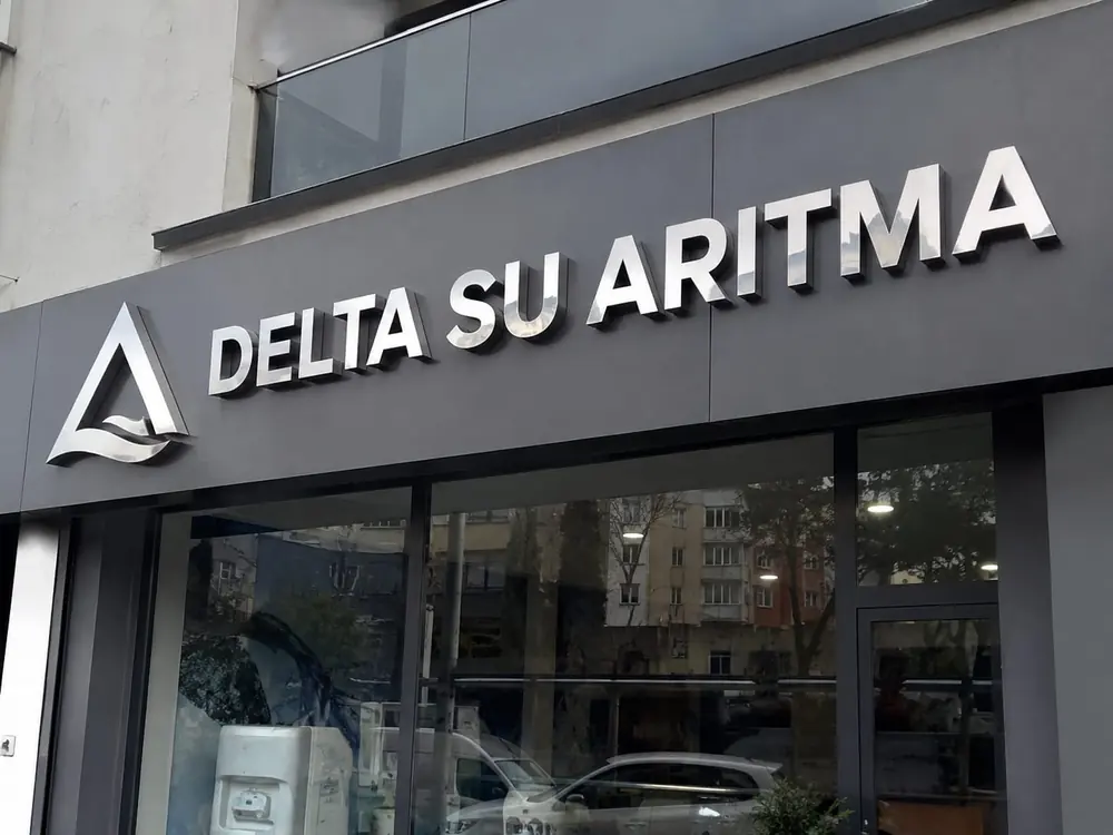 Delta Su Arıtma paslanmaz kutu harf tabela - Fabrika Reklam