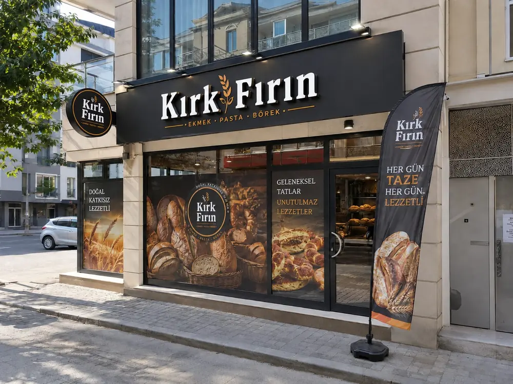 Kırk Fırın tabela ve vitrin baskısı - Fabrika Reklam