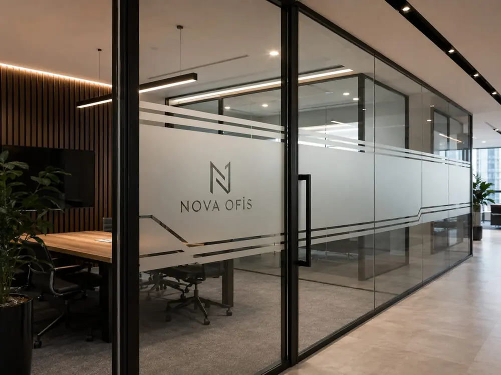 Nova Ofis kurumsal kimlik ve cam folyo - Fabrika Reklam