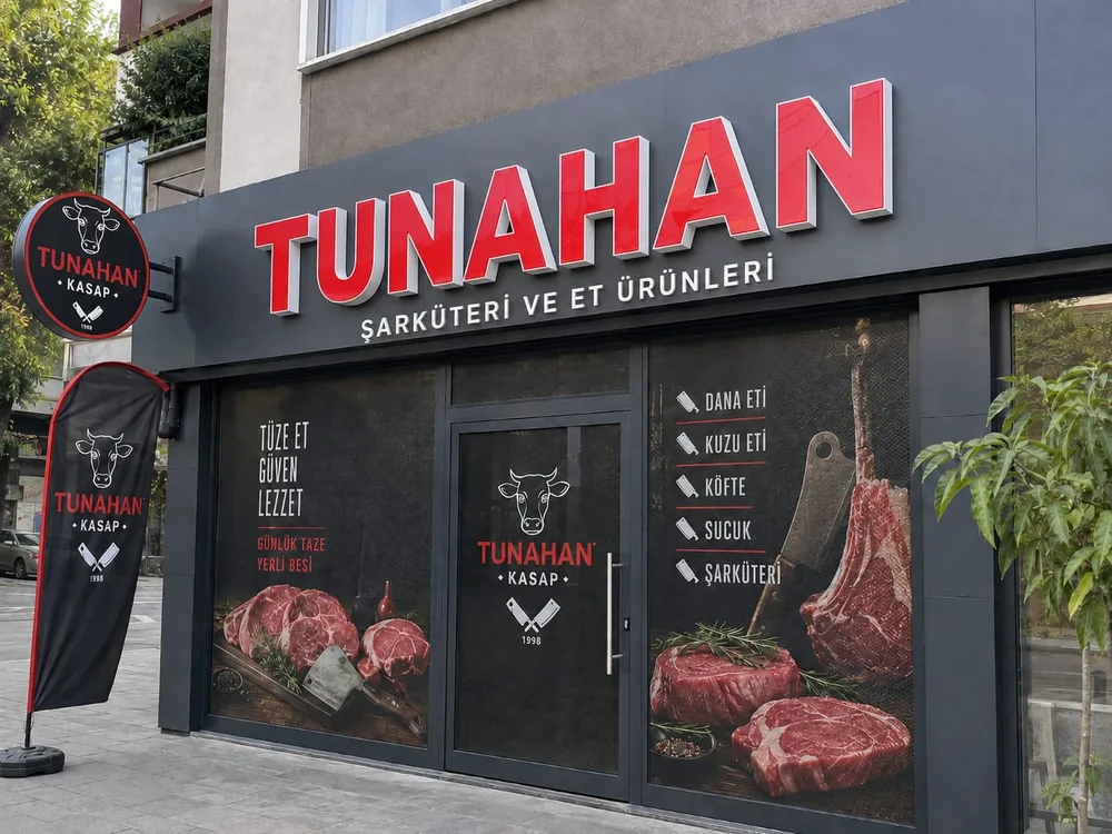 Tunahan Kasap ışıklı kutu harf tabela ve cam folyo uygulaması - Fabrika Reklam