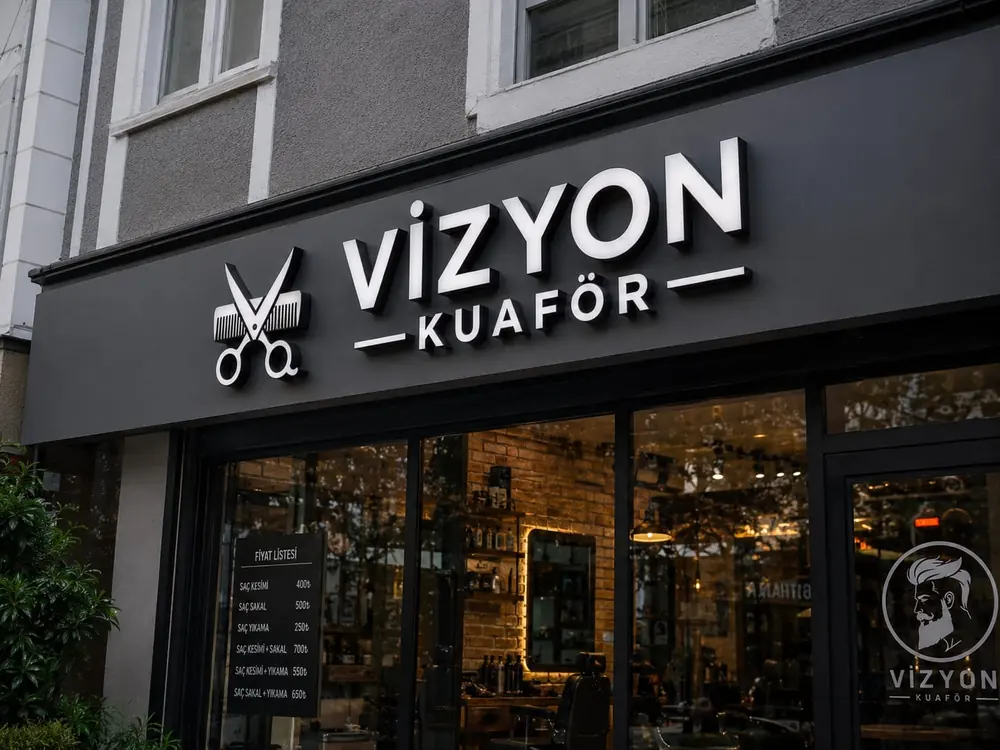 Vizyon Kuaför ışıklı kutu harf tabela - Fabrika Reklam