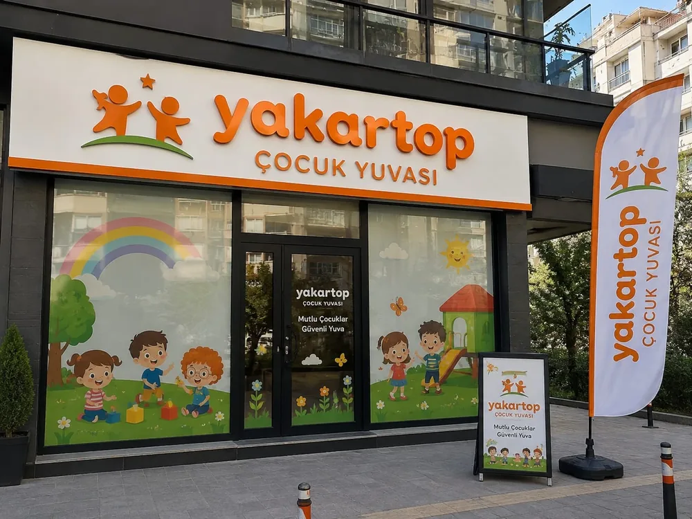Yakartop Çocuk Yuvası kutu harf tabela ve vitrin folyo giydirme - Fabrika Reklam